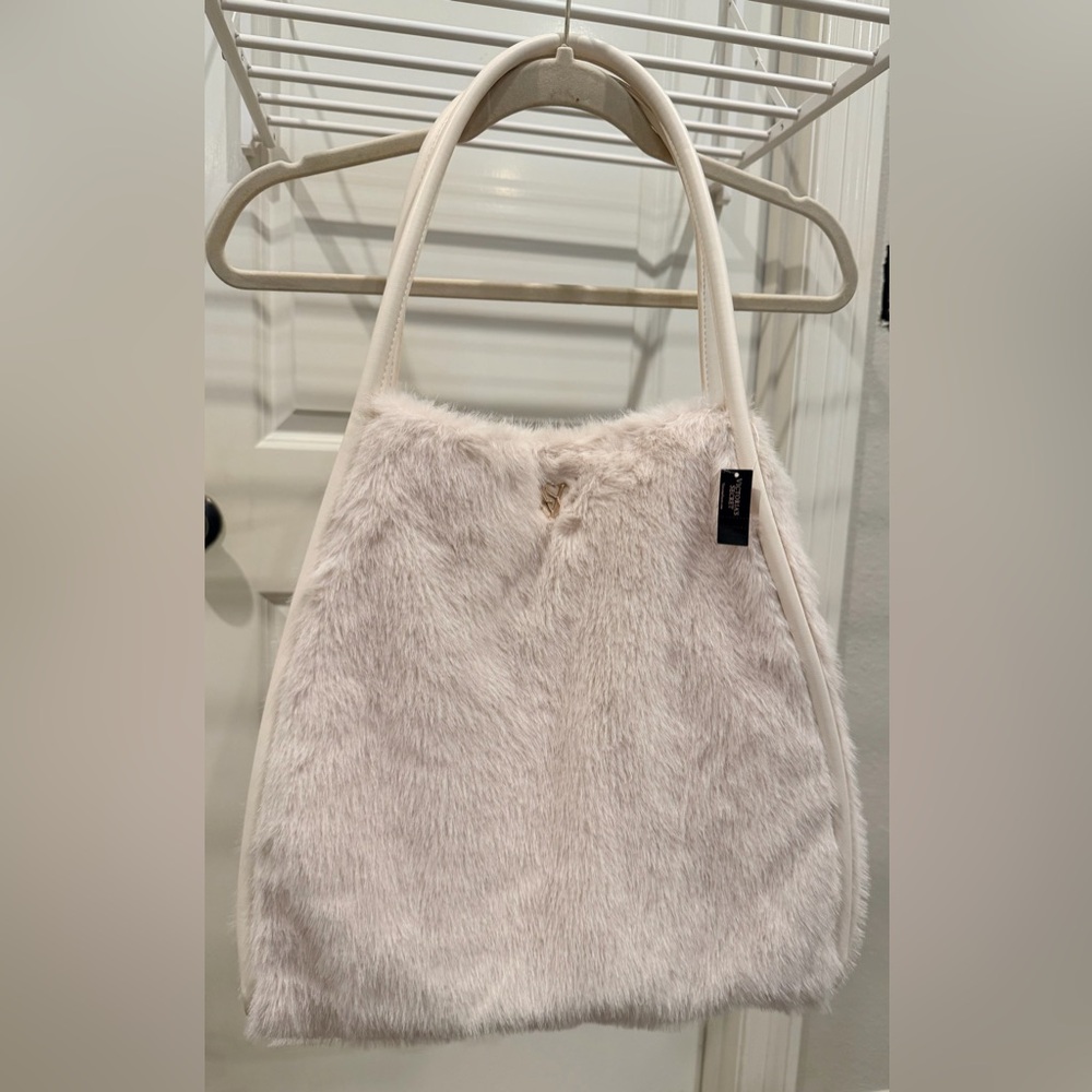 Victoria's Secret Soft Faux Fur Shoulder Bag - Cream/Off White